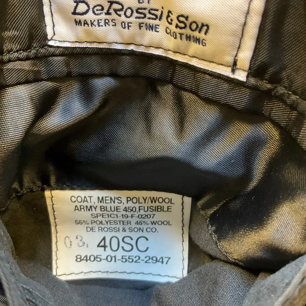 US Army Dress Blue Coat 40SC DeRossi & Son Wool Blend Military Uniform Jacket